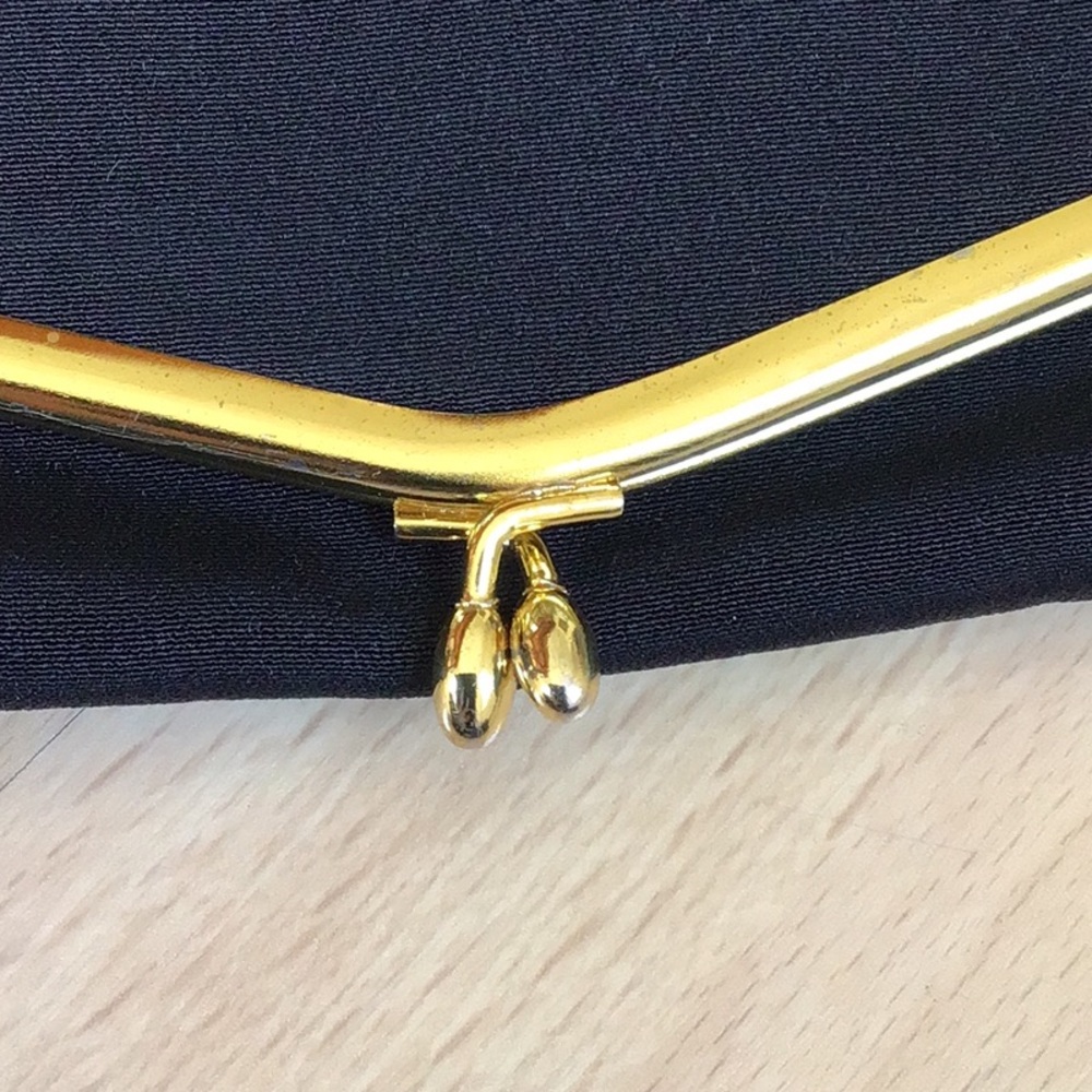 Vintage Like NEW Black Foldover Clutch with Gold Accent - Picture 3 of 10